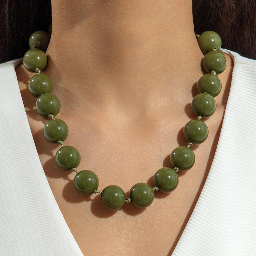 Single Strand Necklace with Large Round Beads Lightweight Statement Jewelry for Everyday Wear and Special Occasions
