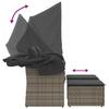 2 Seater Garden Sofa with Canopy and Footstools Grey Poly Rattan