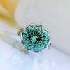SACE GEMS Lotus Flower Rings for Women 925 Sterling Silver 12mm Green High Carbon Diamond Ice Flower Cut