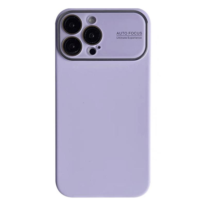 

For iPhone 15 Pro Case Liquid Silicone Phone Cover with Lens Glass Film Purple