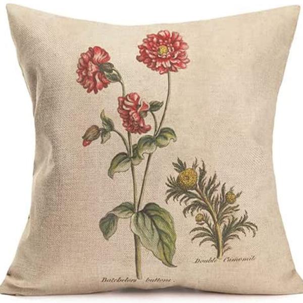 Popular Green Plant Linen Pillowcase Modern Simple Home Sofa Living Room Pillow Cushion