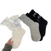 Plaid Small Bow Ribbon Solid Color Lace Medium Tube Stacking Socks Children'S Cute Lolita Socks