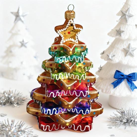 Yousheng Gingerbread House Christmas Decoration Resin Gingerbread Christmas Tree Hanging Ornaments for Tree Holiday Party Home Decor