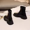 French Thick Heel Short Boots Women's 2025 New Autumn and Winter High-end Thin Bare Boots Small Thick-soled Thick Velvet Martin Boots