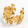 Stainless Steel Geometric Flower Leaves Rings for Women Men Classic Waterproof No Fade Splicing Opening Ring Jewelry Accessories