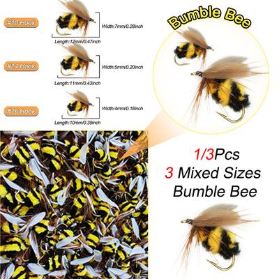 1/3 pièces appâts de pêche insectes artificiels bourdon truite mouche leurre de pêche bionique appât