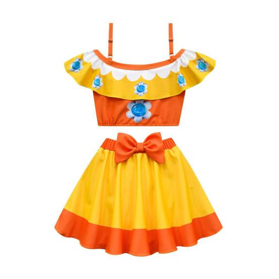 Maillot de bain Tankini 2 pièces pour filles Épaules dénudées Princesse Mignon Nœud Motif floral