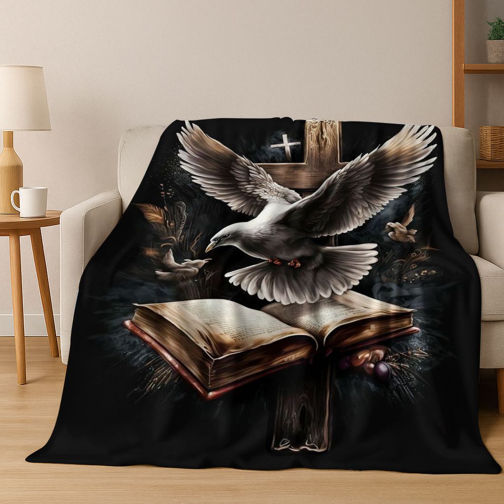New Belief Cross Holy Bible Pray Jesus Flannel Blanket,Cozy Soft Throw Blanket for Home Bedroom Bed Sofa Picnic Cover Kids Gift