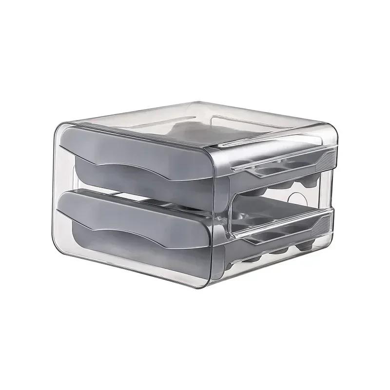 Drawer-style Egg Box, Double-layer Food-grade Fresh-keeping Box, Automatic Rolling Egg Rack, Kitchen Egg Storage Box.