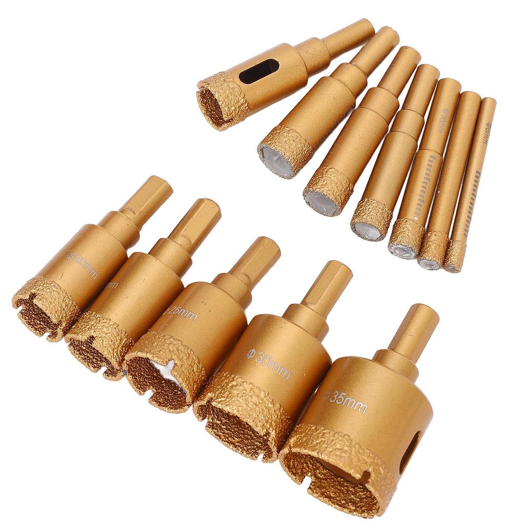 12Pcs M10 Diamond Drill Bit Set 6 8 10 12 14 16 18 20 22 25 30 35MM 40 Grit Dry Wet Diamond Hole