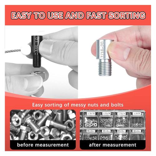 Nut and Bolt Thread Checker, 44 Aluminum Nut and Bolt Identification Gauges for SAE and Metric Threads, Individually Cased