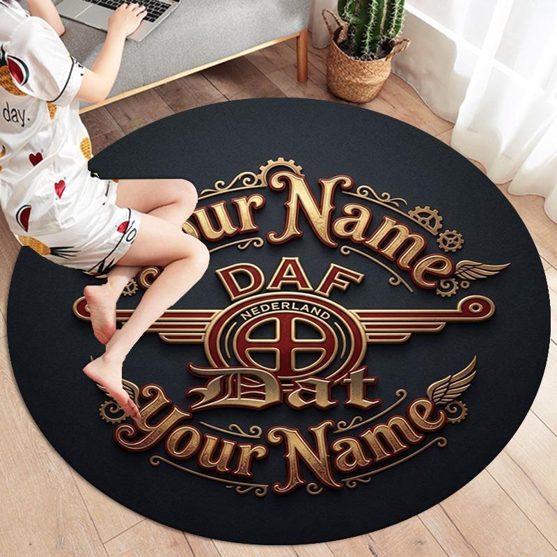Daf Team Custom Name Round Area Rug Carpet Rug For Living Room Bedroom Sofa Playroom Decor Nonslip Floor Mat