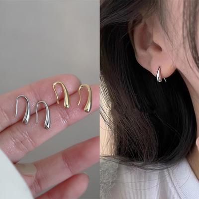 Simple Water Drop Small Earrings Women'S Retro Fashion Personality Temperament Ear Hook Ear Hole Versatile Earrings