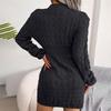 Autumn Winter Women's Solid Color Sweater Dress Casual Slim-fitting Sexy Bodycon Dress Crew Neck Knitted Dress