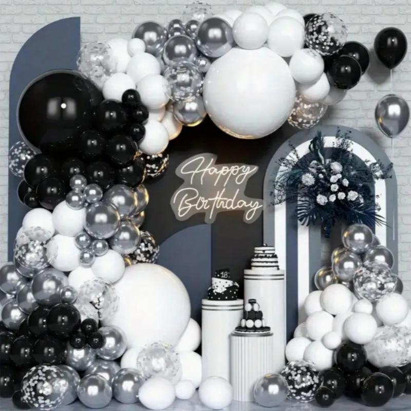 Black & White Silver Balloons for Birthday, Engagement, Proposal, or Store Opening Decorations