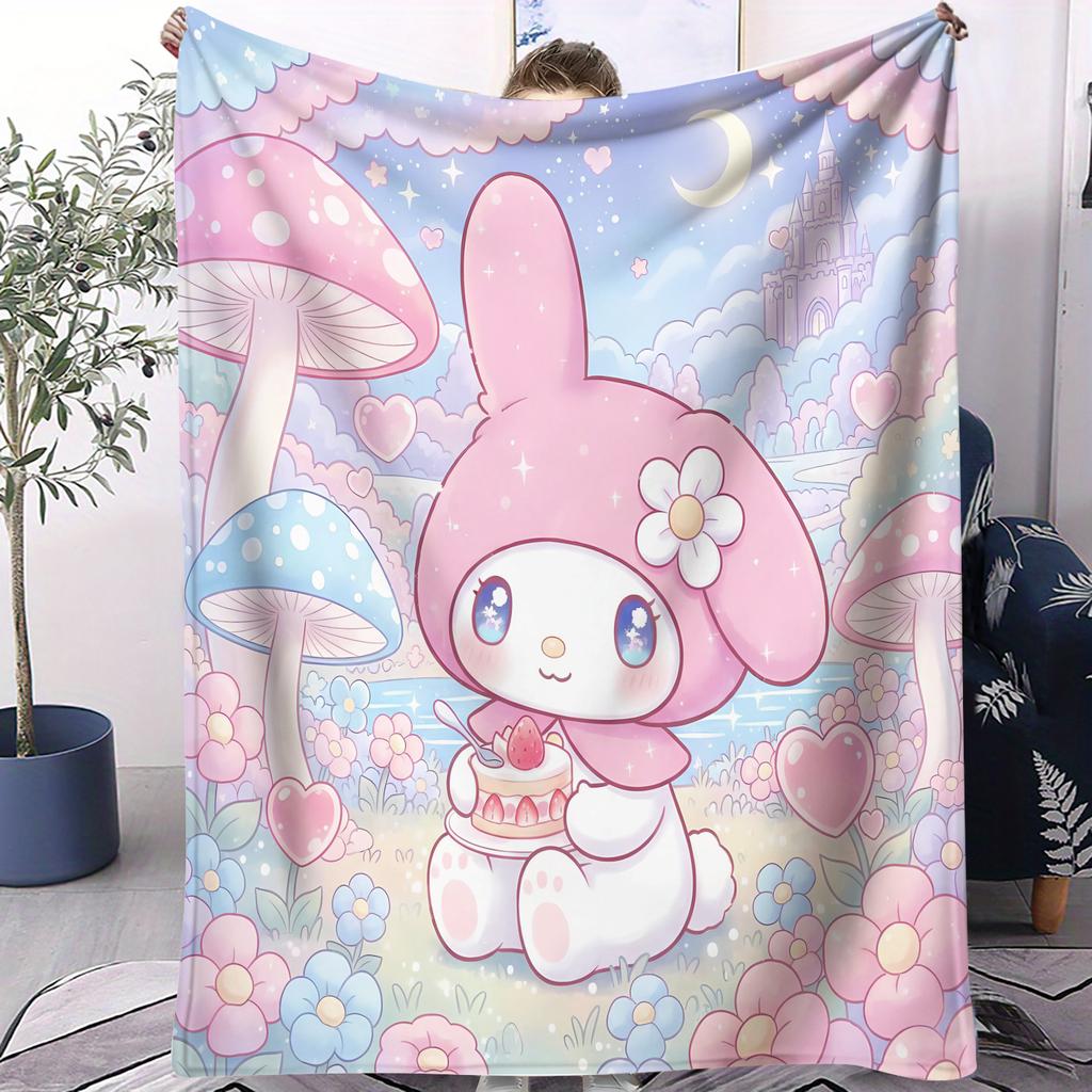 Cartoon Sanrio Group Small Cover Blanket Soft Comfortable All Season Bed Bedroom Dorm Sofa Office Car Lunch Camping Nap Gift