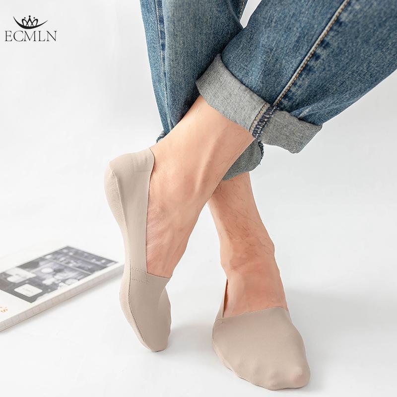 Men Ice Silk Socks Breathable Non-slip Silicone Invisible Cotton Solid Color Comfortable Boat Socks