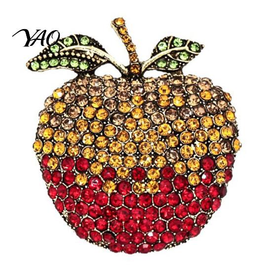 Bag Decorative Pin Rhinstone Fruit Brooch for Women, Shape Alloy Lapel Decoration Charm Pin, Clothing Jewelry Accessories Wedding Party Prom