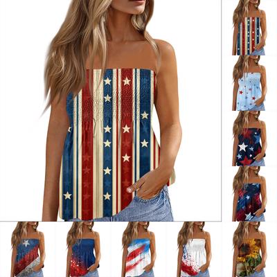 Summer Tube Tops For Women,Cute Sexy Off Shoulder Print Sleeveless T-Shirt