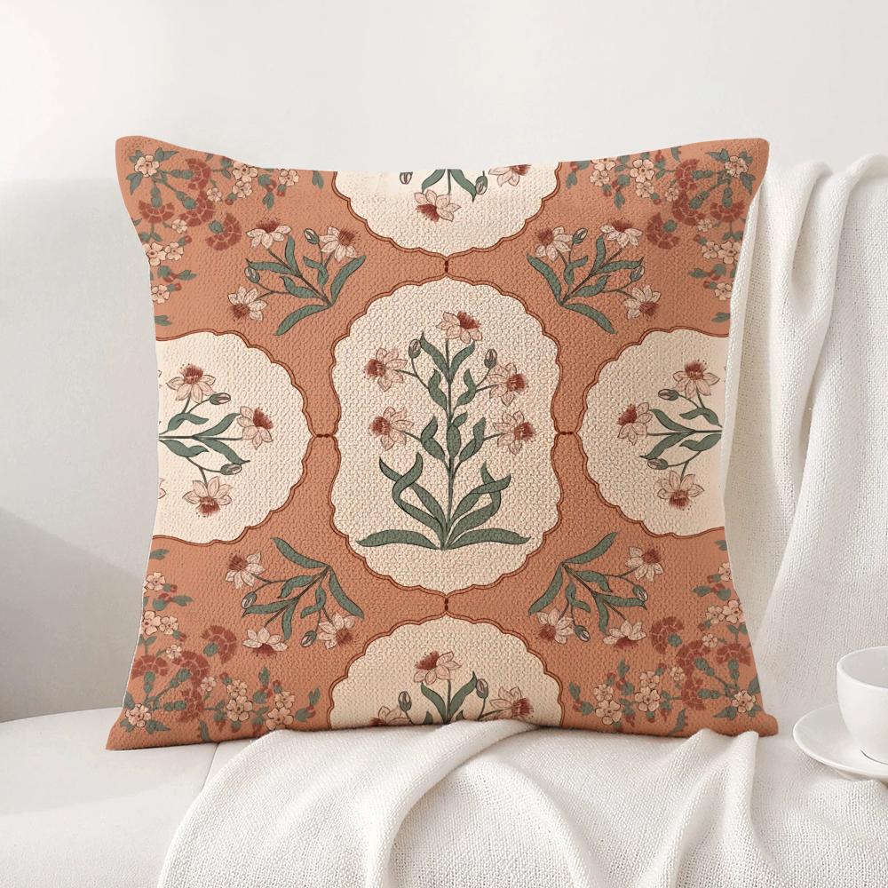 Retro Roman Pattern Cushion Cover Natural Linen Organic Fabric Double-Sided Printing Sofa Home Decor Gift Pillow Cover