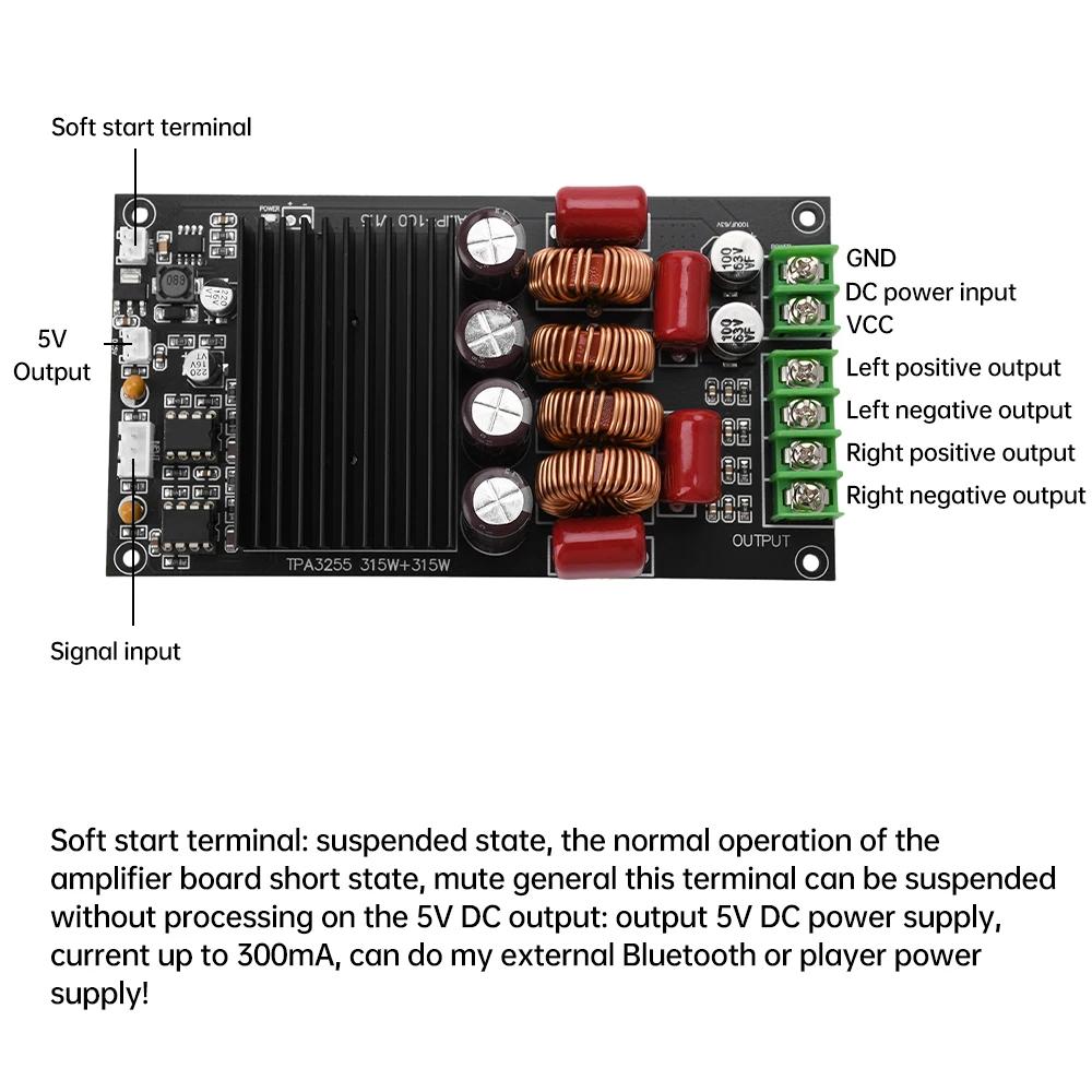 DC 19-50V Stereo Dual Channel Amplifier Board 600W+600W Hifi Dual Core Tpa3255 Amplifier Module
