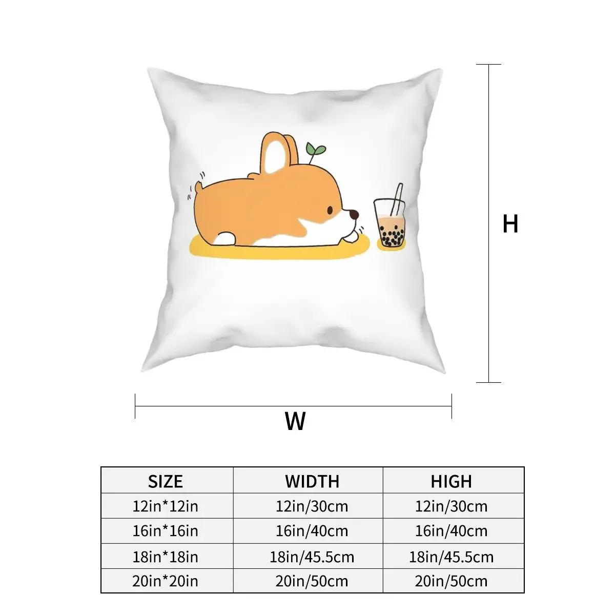

Corgi And Bubble Tea Throw Pillow Cover Cushions for Sofa Cute Dog Kawaii Vintage Cushion Covers 66x66cm