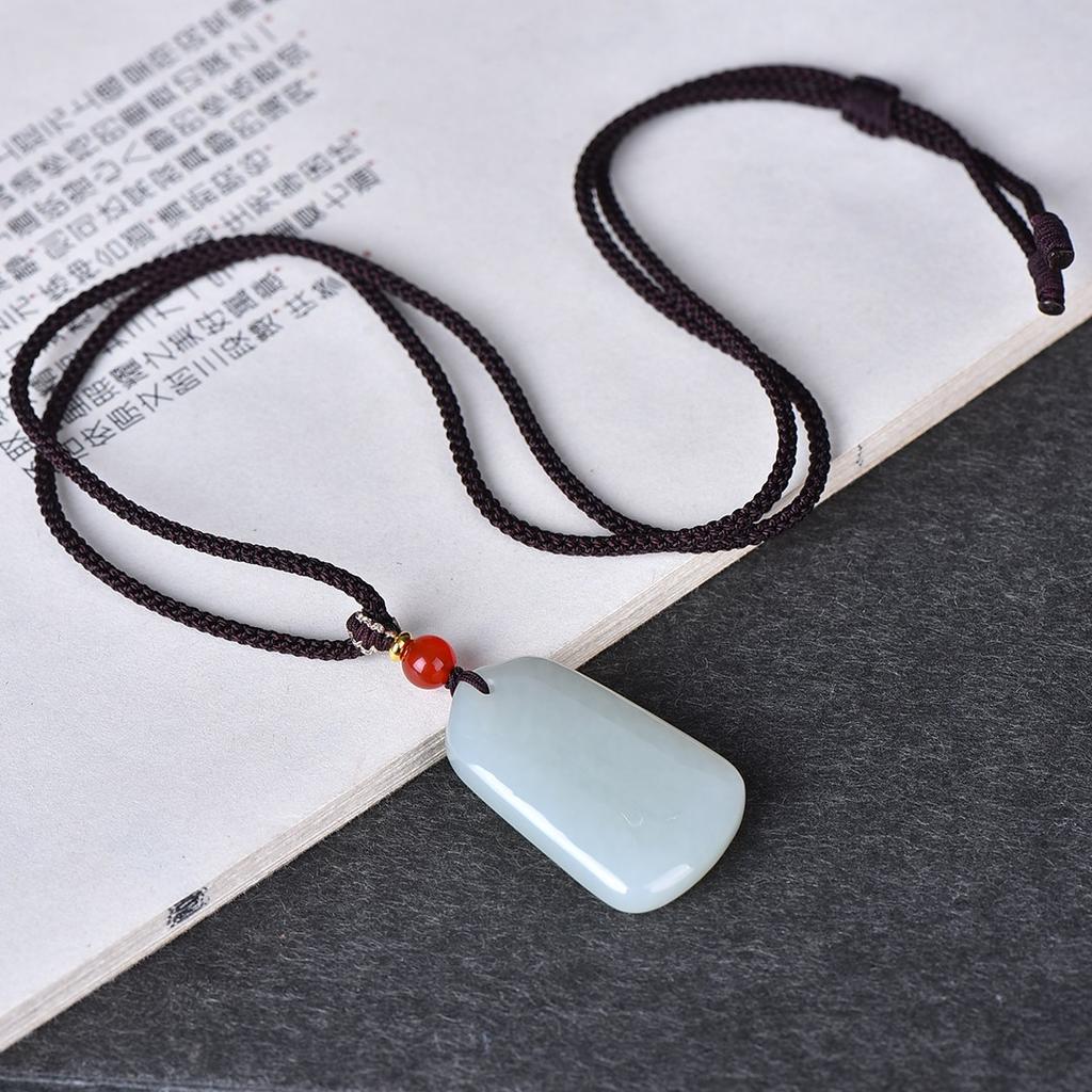Natural Hotan Jade Wushi Brand Pendant Women's Necklace Birthday Gift for Girlfriend and Wife with Certificate
