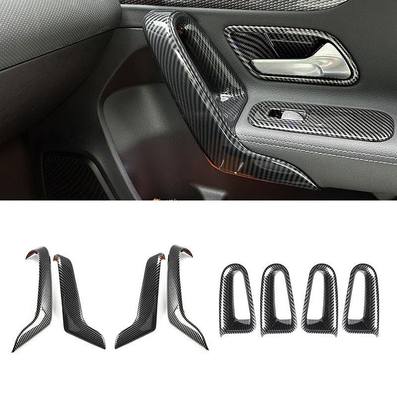 For Mercedes Benz A-Class W177 CLA C118    Car Carbon Fiber Texture Interior Door Handle Armrest Frame Cover Trim