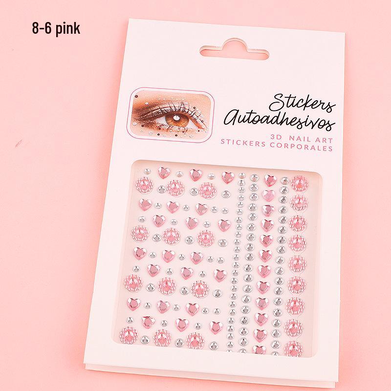 DIY Cross-Border Face, Eye, Brow, and Nail Decor Stickers with Pearls and Diamonds