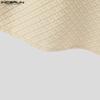 INCERUN Oversized Men Lapel Neck Short Sleeve Texture Buttons Up Casual Shirts