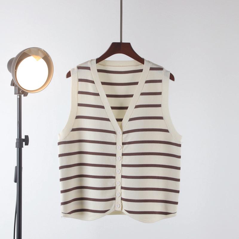Striped Sleeveless Cardigan for Women - French Chic Autumn 2026 Vest