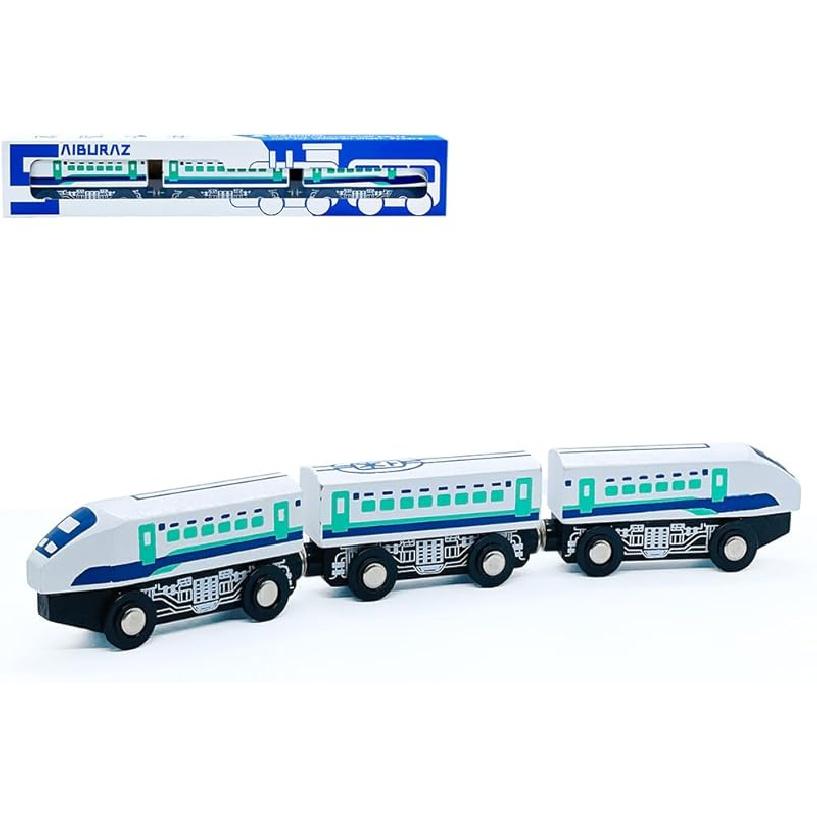 Wooden Bullet Train Cars Track Accessories Set High-Speed City Train Toys Fit for Wooden Train Track Railway for Boys and Girls (Bullet Train) Bullet Train