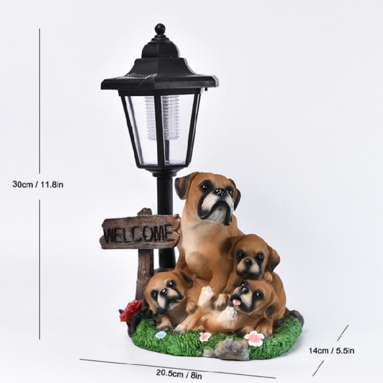 Realistic Resin Dog Garden Decoration with Solar Lighting Hand Painted Dog Figurine for Porch and Balcony Yard Ornament