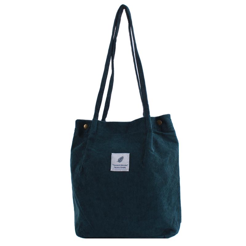 

Женская вельветовая сумка-тоут, женская повседневная наплечная сумка, складная многоразовая сумка для покупок, пляжная сумка CLE синий