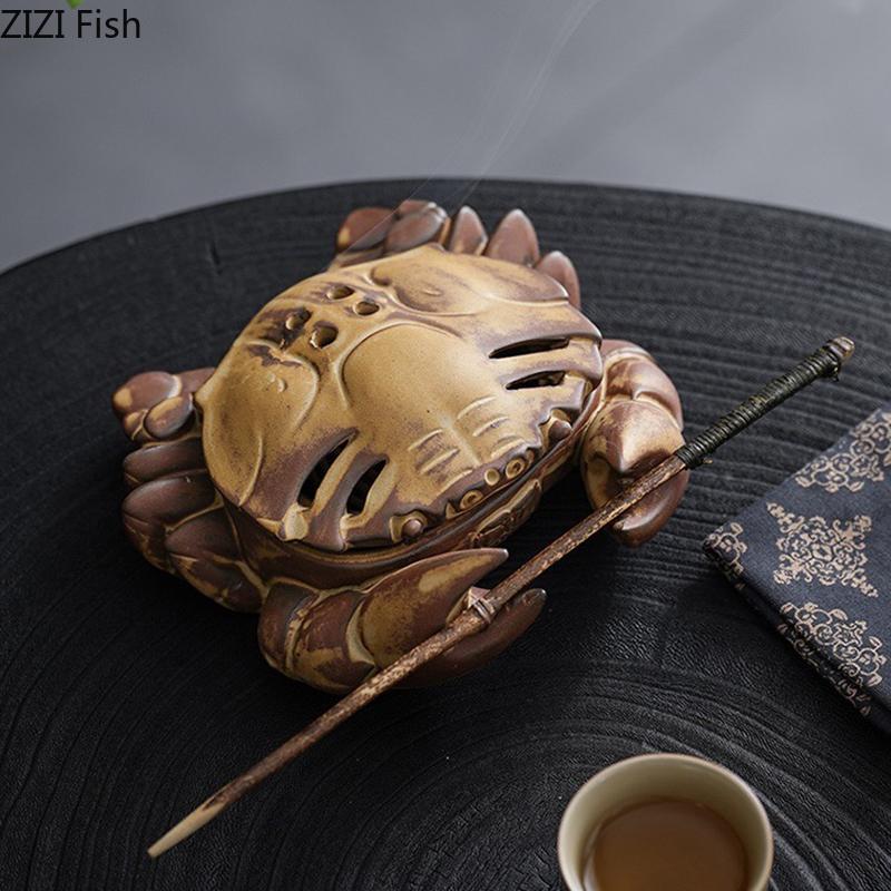 Creative Crab Shape Ceramic Insence Burner Aromatherapy Tray Room Aroma Diffuser Censer Incense Ash Plate Home Aroma Container