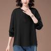 Middle-Aged Women's Plus Size Long-Sleeve Cotton Shirt - Loose Fit, Belly Cover, Ideal for Spring & Autumn (Style 6322)