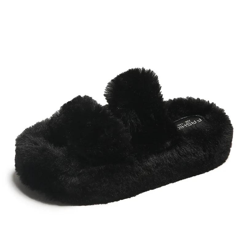 

2024 Осень/Зима Новые Повседневные Универсальные Ленивые Хлопковые Тапочки Ленивый Стиль Толстая Подошва Плюшевые Тапочки для Женщин 42 чёрный