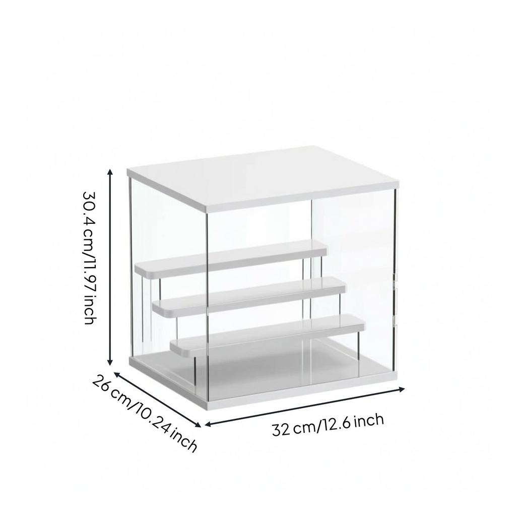 Dust-Resistant Collectible Display Case with White Top and Base spaceSaving
