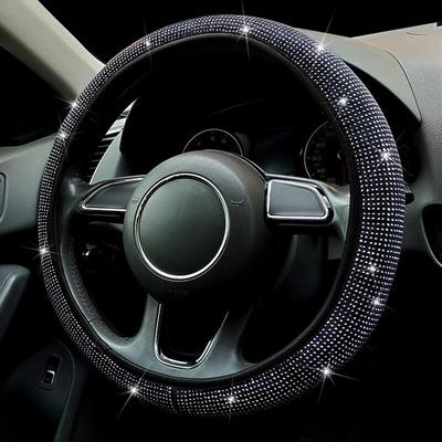 Car Sparkling Diamonds Steering Wheel Cover Anti-Slip Steering Wheel Cover Diameter 38cm