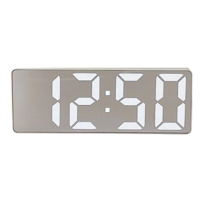 

Электронные зеркальные часы с будильником, светодиодный дисплей, встроенный датчик температуры, ночные режимы, тихий ход, пластиковый корпус