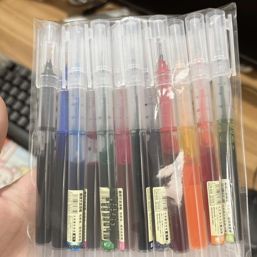 Large Capacity Colored Rollerball Pen - Quick-Drying, Carbon Neutral Ink, Water-Based, Ideal for Signatures and Journaling