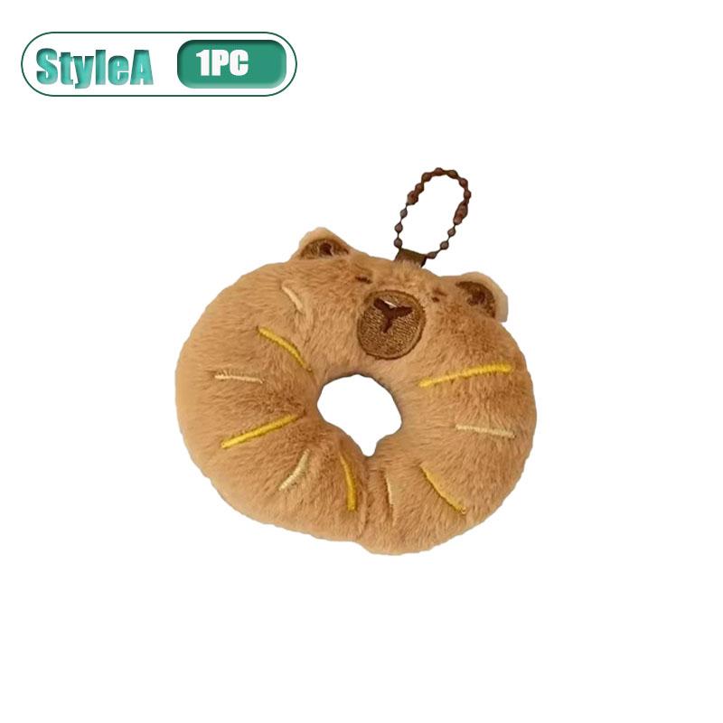 1-10PCS Adorable Capybara Plushie Keyring Funny Bread Topper Anime Style Fluffy Hanging Toy Cute Food Decor For Teens
