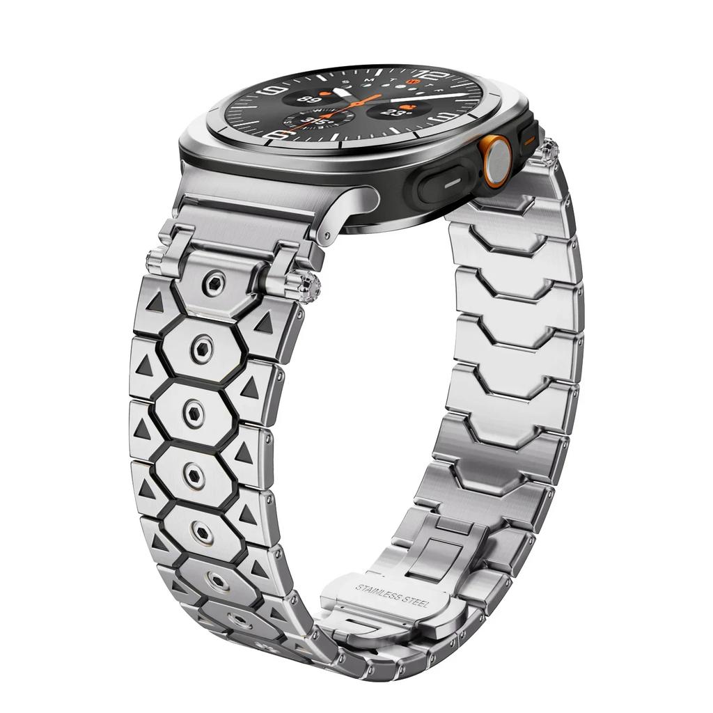 Luxury Men Stainless Steel Band For Samsung Galaxy Ultra Watch 47mm Butterfly Clasp Strap for GALAXY 47 ultra 7 No Gaps Bracelet