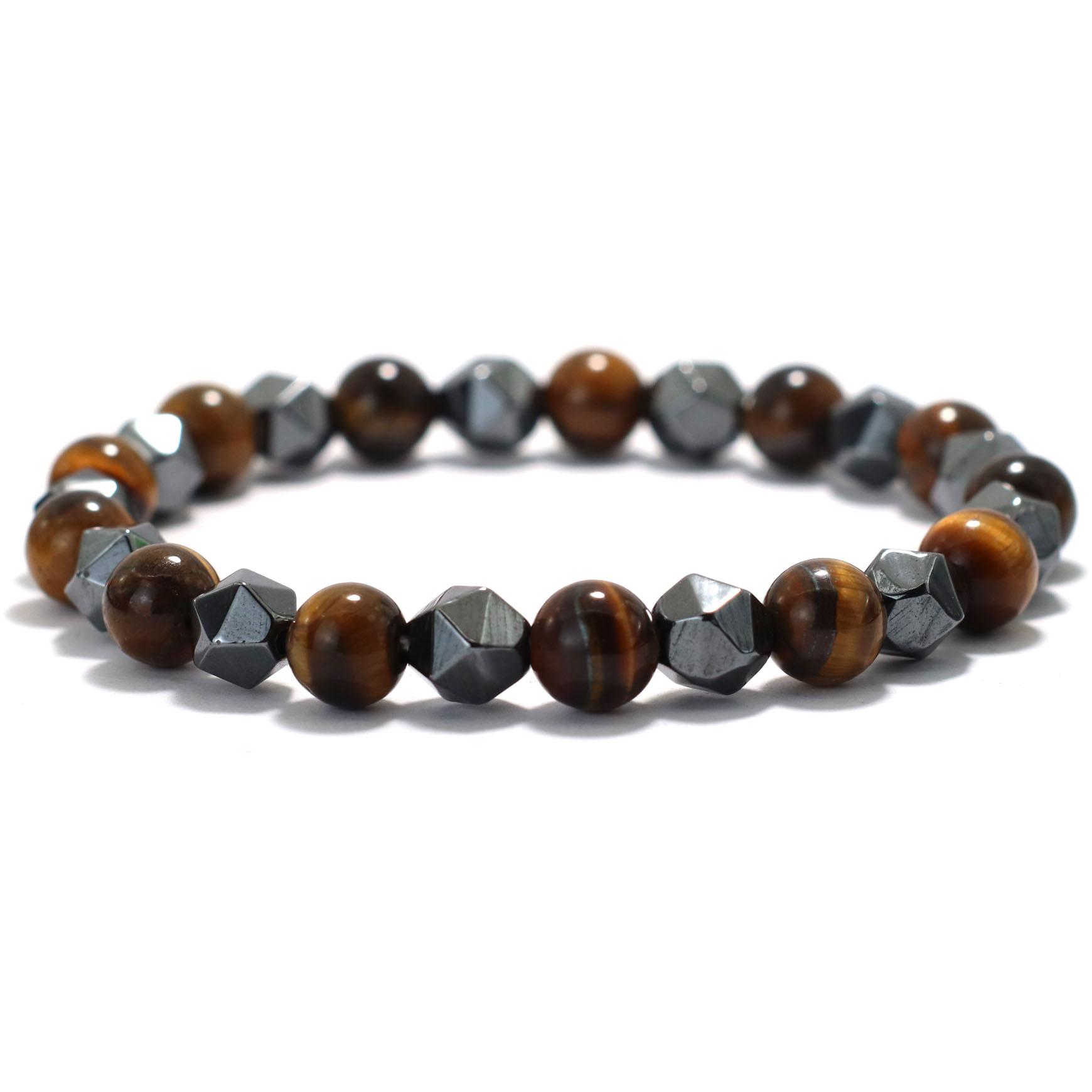 

Браслет ручной работы из натурального камня, гематит, тигровый глаз, бисерный браслет, амулет, бусины Будды для мужчин и женщин, йога, браслет-пульсер