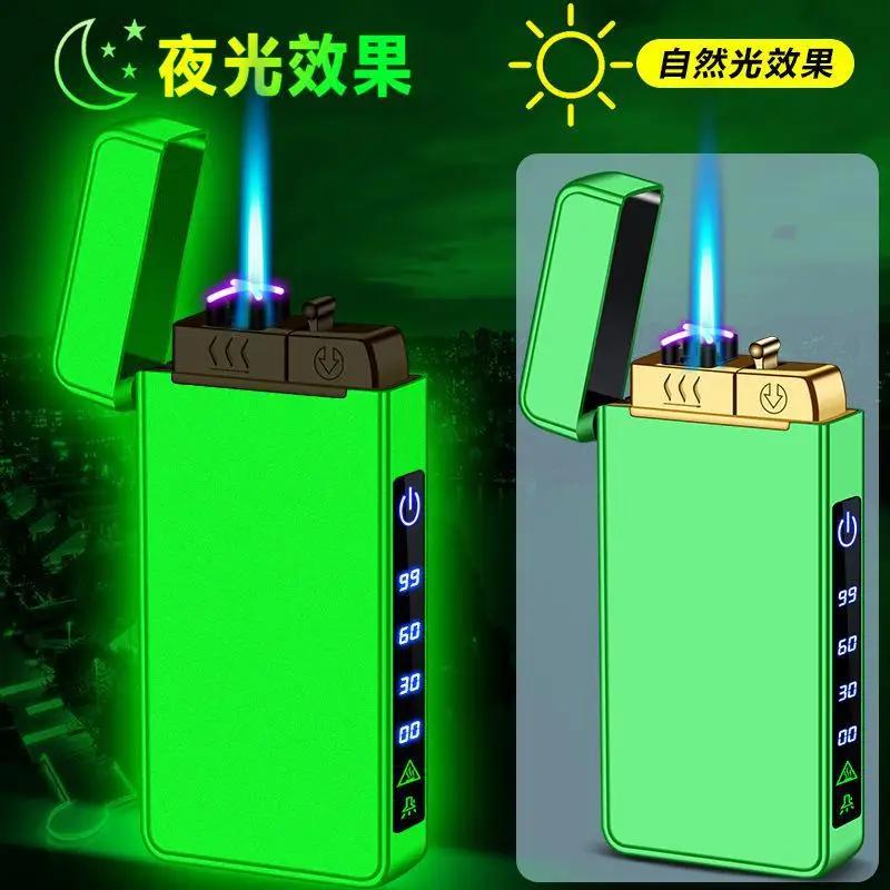 2024 New Metal USB Windproof Lighter Jet Dual Plasma Arc Lighter Gas Electric Rechargeable Lighter Does Not Contain Gas