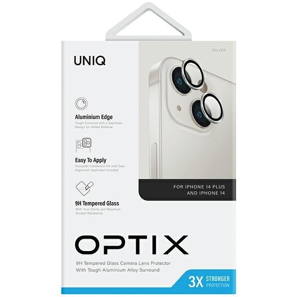 Uniq Optix Aluminium Camera Lensprotector Iphone 14 6.1 / 14 Plus 6.7 Sterling Silver Szkło Na Obiektyw Aparatu Z Aplikatorem