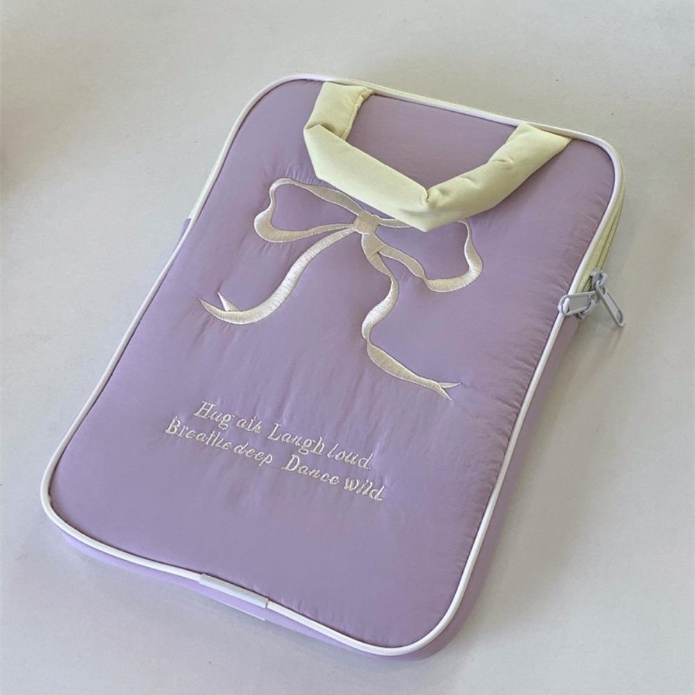 

Puffy Tablet Sleeve Bag Embroidered Computer Storage Bag Tablet Protective Case School purple 11inch