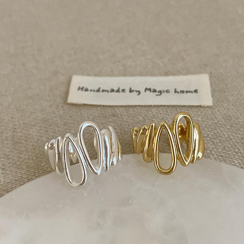 

Unique Irregular Hollow Water Drop Metal Open Ring for Women