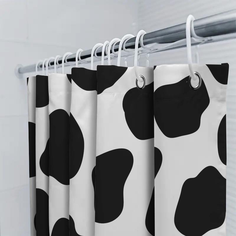 Stylish Animal Print Shower Curtain Black White Cow Skin Pattern for Bathroom Decorations Size: 72 x 84 inches (180x213cm)