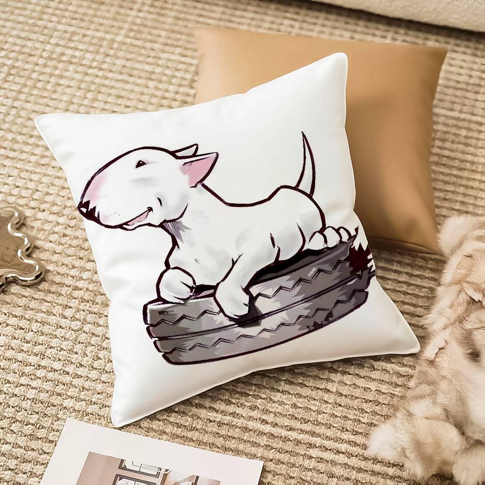 Cartoon Bull Terrier Series Pillow Case Antidustmite Invisible Zipper Sofa Bed